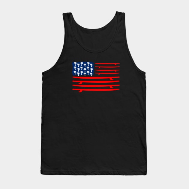 Surf American  Flag Tank Top by tonyspencer